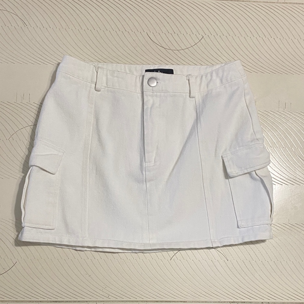 White Cargo Mini Skirt